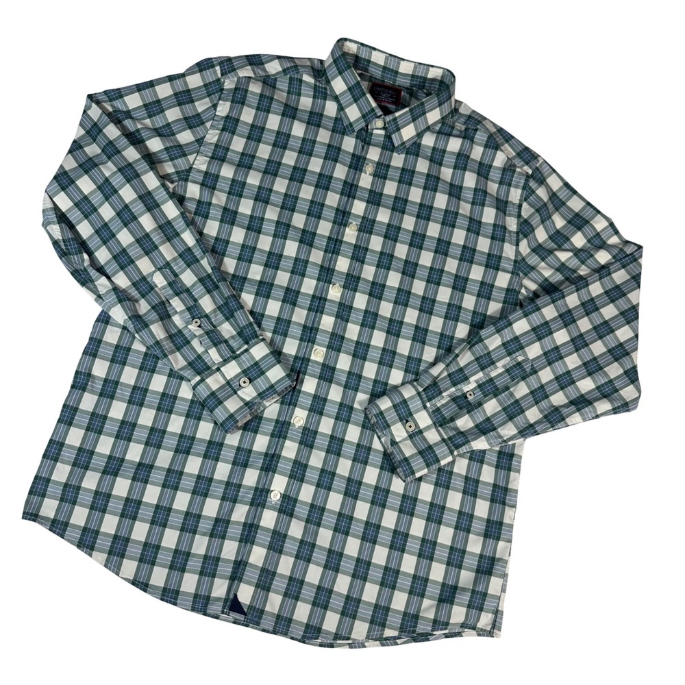 UNTUCKit Button Down Mens XL Green Plaid Goutte Dor Slim Fit Stretch Long Sleeve